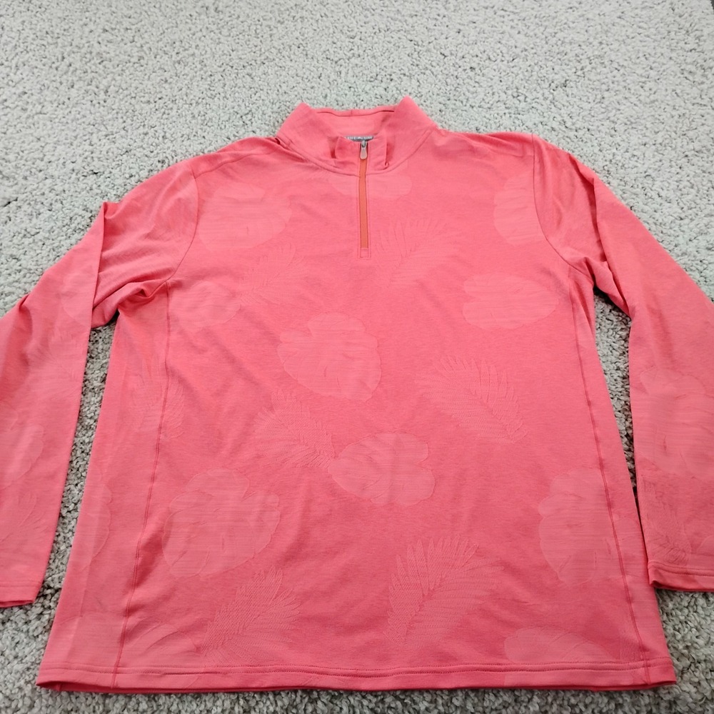 Tommy Bahama Jacket Mens Large Pink 1/4 Island Zone Pullover Sweater Performance
